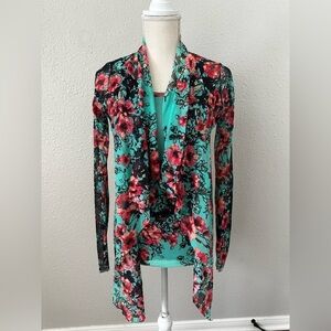 Fuzzi Stretch Gauze Open Cardigan Top New 2 pc Size S-M